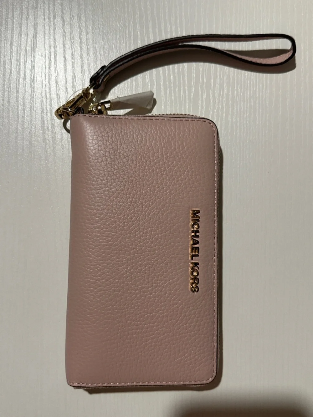 Michael Kors Dusty Pink Pebbled Leather Wristlet Wallet